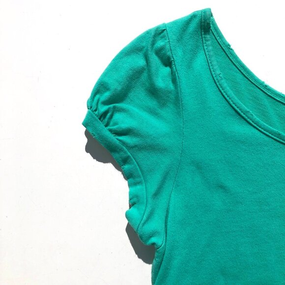 Forever 21 baby tee Y2K size S shamrock green short sleeve cotton distressed vtg - Picture 3 of 8